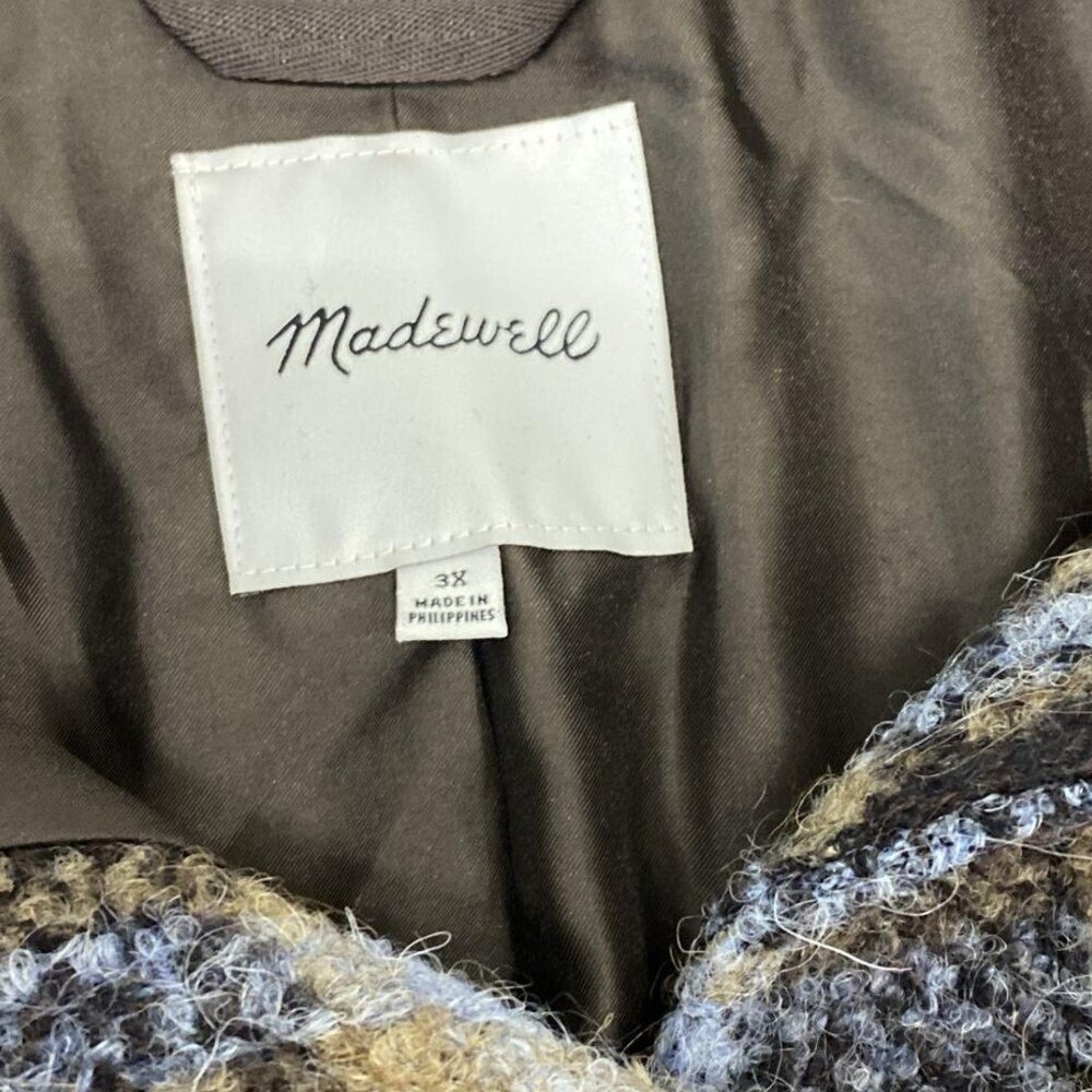 Madewell Devon Plaid Wool Blend Coat Forage Size 3X Plus - Picture 5 of 8